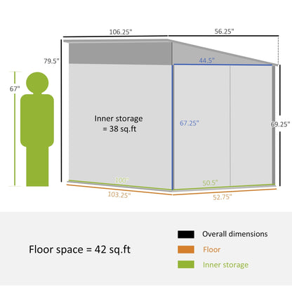 Outsunny 4.6' x 9' Steel Outdoor Storage Shed, with Foundation Kit, Lockable Doors and Gloves, White - 845-841V01WT