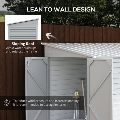Outsunny 4.6' x 9' Steel Outdoor Storage Shed, with Foundation Kit, Lockable Doors and Gloves, White - 845-841V01WT