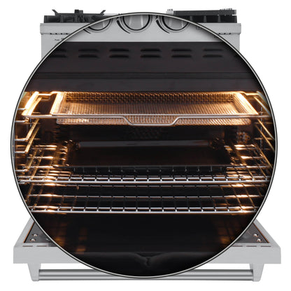 Forno 3-Piece Appliance Package - 30-Inch Gas Range with Air Fryer, French Door Refrigerator, and Dishwasher in Stainless Steel - AP3-6276-30