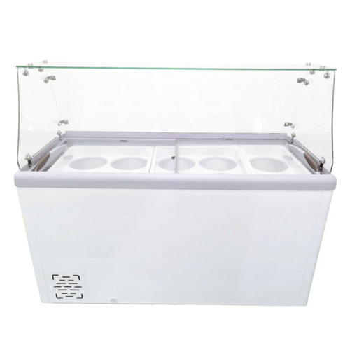 Chef AAA , Commercial 60" Glass Door Ice Cream Dipping Chest Freezer and Sneeze Guard Display 370 liter - FR-CN-0460-S