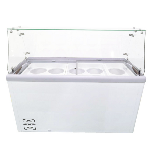 Chef AAA , Commercial 60" Glass Door Ice Cream Dipping Chest Freezer and Sneeze Guard Display 370 liter - FR-CN-0460-S