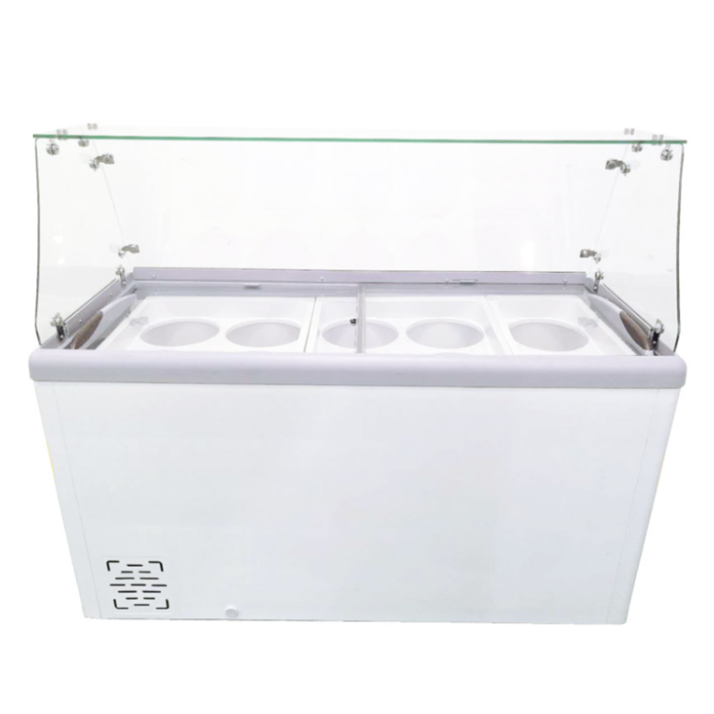 Chef AAA , Commercial 60" Glass Door Ice Cream Dipping Chest Freezer and Sneeze Guard Display 370 liter - FR-CN-0460-S