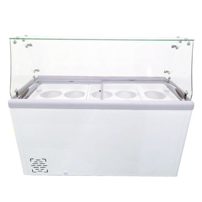Chef AAA , Commercial 60" Glass Door Ice Cream Dipping Chest Freezer and Sneeze Guard Display 370 liter - FR-CN-0460-S