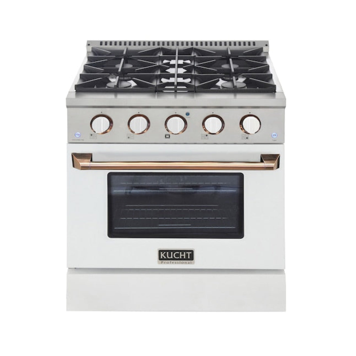 Kucht 30" Pro-Style Propane Gas Dual Fuel Range in White with Rose Gold Accents, KDF302/LP-W-ROSE - KDF302/LP-W-ROSE