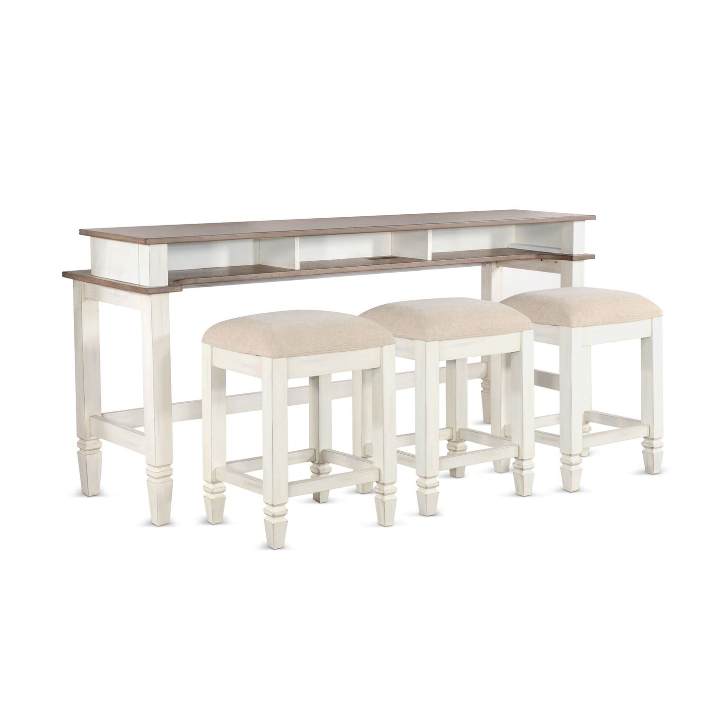Sunny Designs Console Table With Usb Power Plug - White / Light Brown - 3170MB-CT