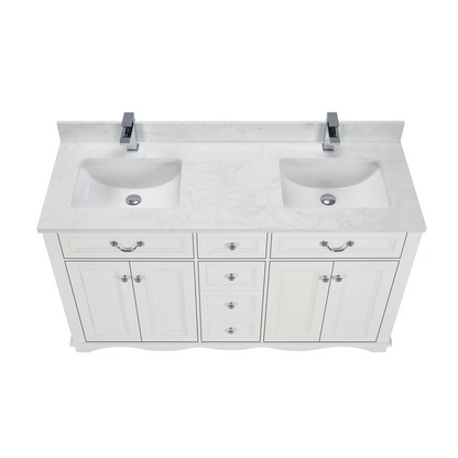 60" Solid Wood Sink Vanity With 1' Artificial Stone Top