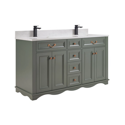 60" Solid Wood Sink Vanity With 1' Artificial Stone Top