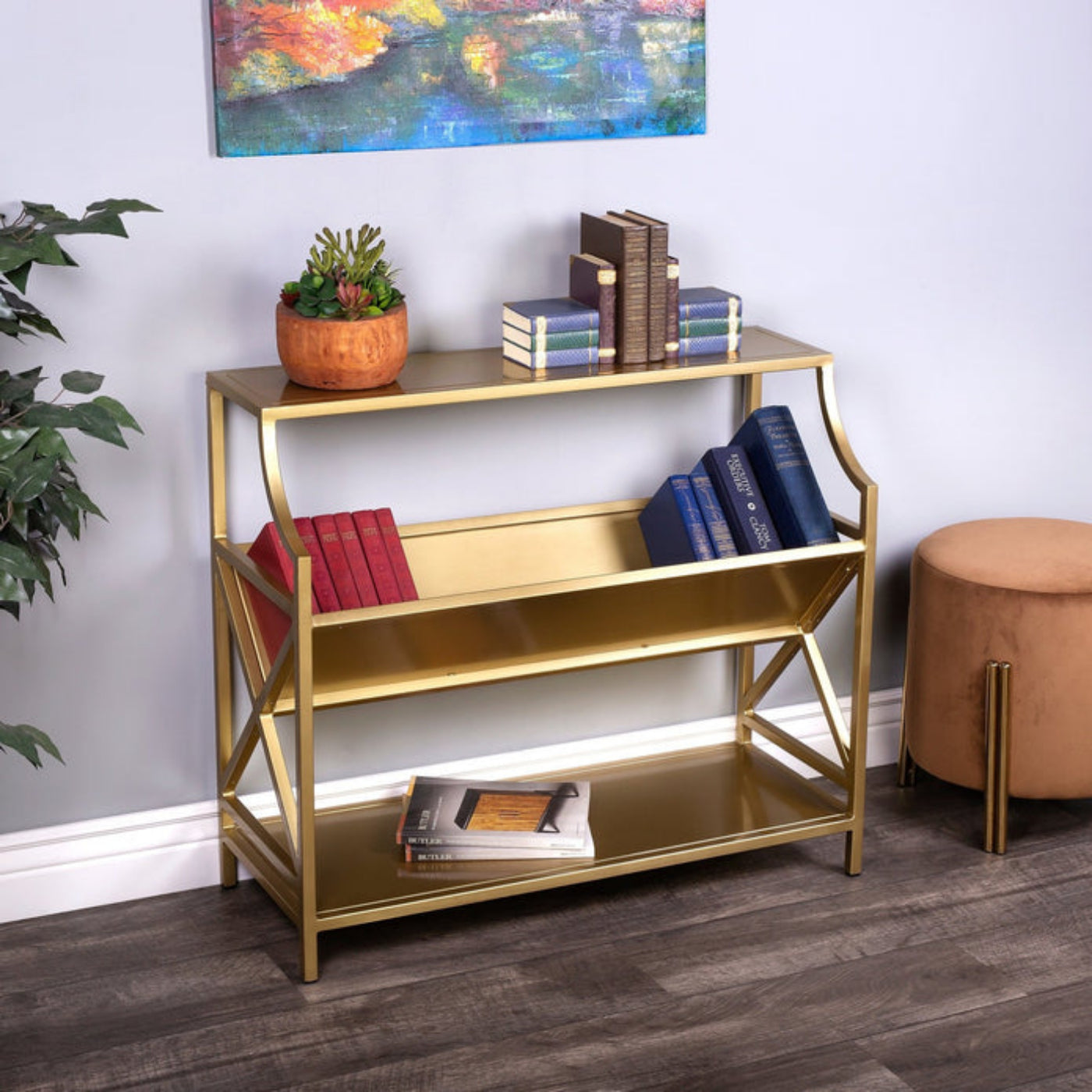 Butler Specialty Company Keats Library 2 Tier 36""W Bookcase, Gold  - 6112330