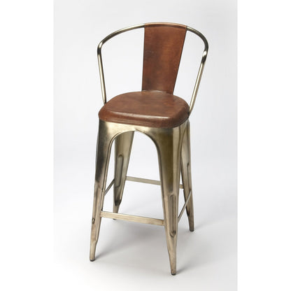 Butler Specialty Company Roland Iron & Leather 30"" Barstool, Medium Brown  - 6130344