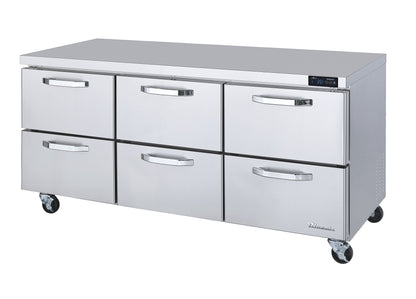 Blue Air BLUR72-D6-HC | 72" Wide 6 Drawer Undercounter Refrigerator - BLUR72-D6-HC