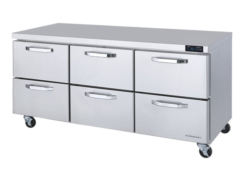 Blue Air BLUR72-D6-HC | 72" Wide 6 Drawer Undercounter Refrigerator - BLUR72-D6-HC