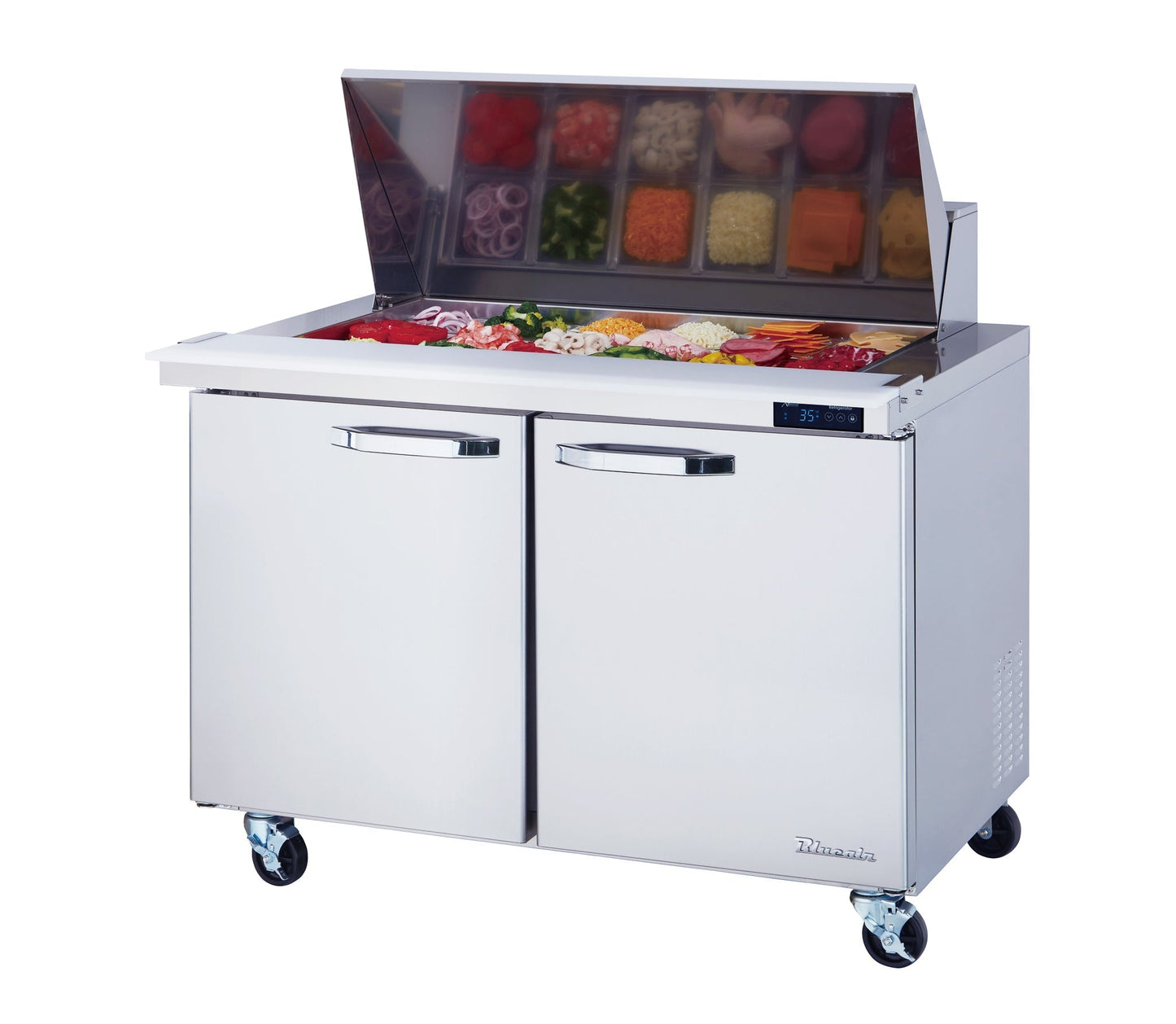 Blue Air BLMT48-HC | 48" Wide 2 Door Mega Top Sandwich Prep Table - BLMT48-HC