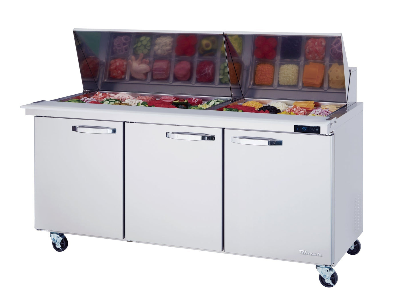 Blue Air BLMT72-HC | 60" Wide 3 Door Mega Top Sandwich Prep Table - BLMT72-HC
