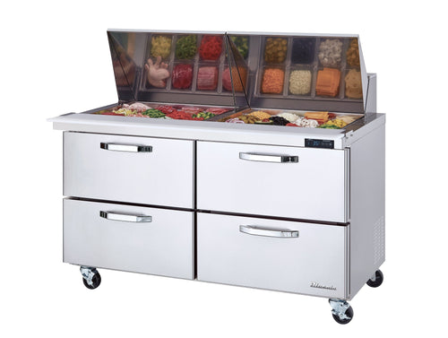 Blue Air BLMT60-D4-HC | 60" Wide 4 Drawer Mega Top Sandwich Prep Table - BLMT60-D4-HC