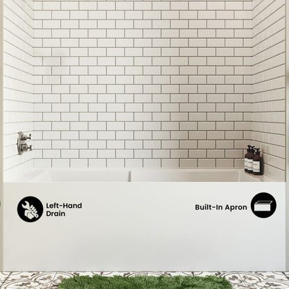 Swiss Madison Voltaire 72" x 36" Left-Hand Drain Alcove Bathtub with Apron and Armrest - SM-AB556