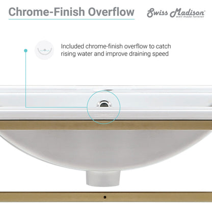Swiss Madison Pierre 24 Single, Open Shelf, Gold Metal Frame Bathroom Vanity - SM-BV552G