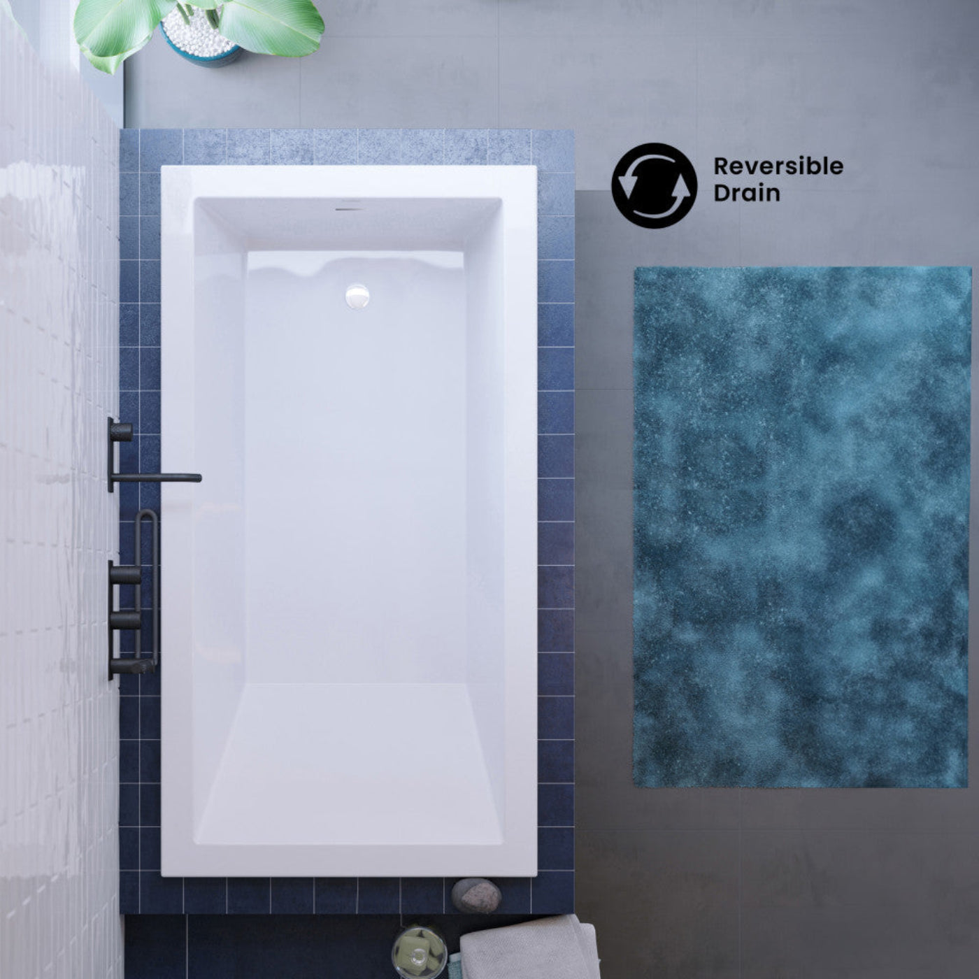 Swiss Madison Voltaire 60 x 36 Reversible Drain Soaking Drop-in Bathtub in Glossy White with Integrated Overflow, Drain Included - SM-DB0516GW