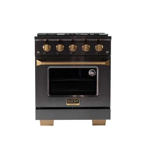 Kucht Gemstone Professional 30" 4.2 cu. ft. Natural Gas Range in Titanium Stainless Steel with Gold Accents -  KEG303