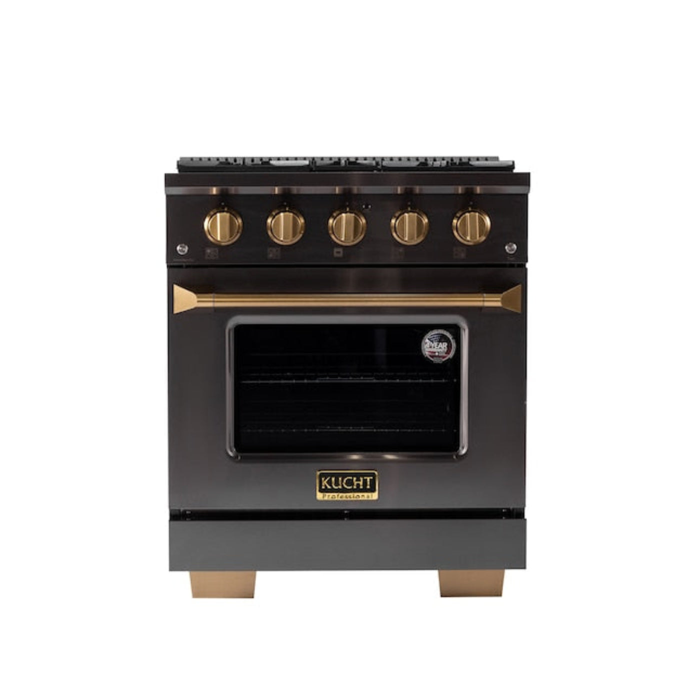 Kucht Gemstone Professional 30" 4.2 cu. ft. Natural Gas Range in Titanium Stainless Steel with Gold Accents -  KEG303