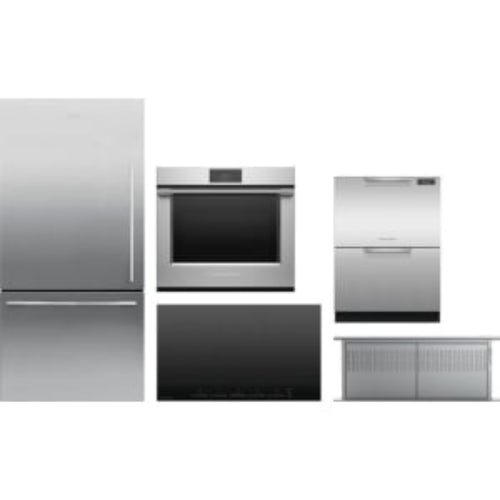 Fisher & Paykel 5-Piece Package 32 Freestanding Bottom Mount and Cooktop and 30 Wall Oven and 36 Downdraft Hood and 24 Full Console Double DishDrawer wi - CI365DTB4