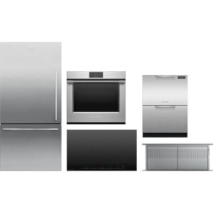 Fisher & Paykel 5-Piece Package 32 Freestanding Bottom Mount and Cooktop and 30 Wall Oven and 36 Downdraft Hood and 24 Full Console Double DishDrawer wi - CI365DTB4
