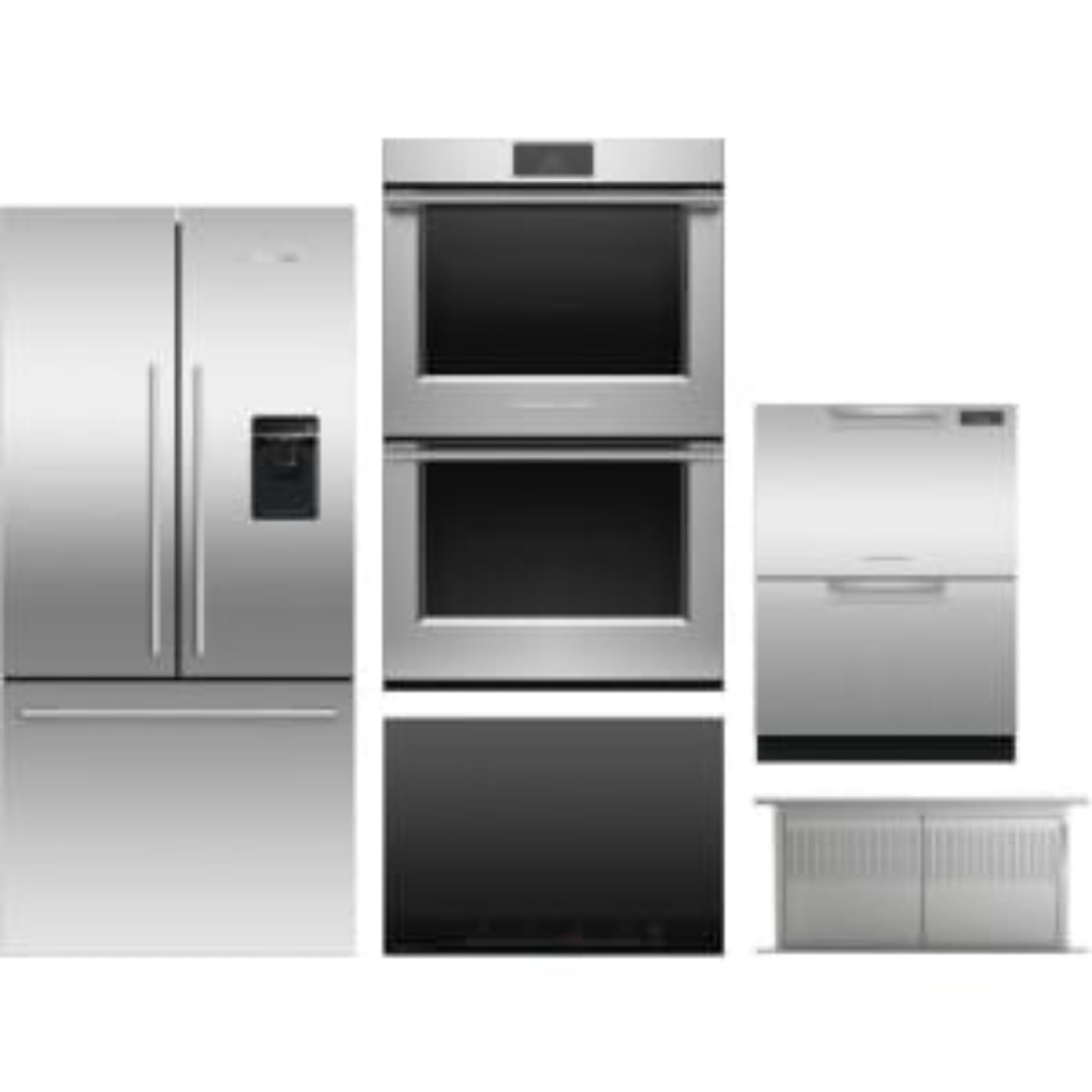 Fisher & Paykel 5-Piece Package 31 Counter-Depth French-Door and Cooktop and 30 Double Convection Electric Wall Oven and HD30 30 Downdraft Hood and 24 Full Console Double DishDrawer wi - CI304DTB4