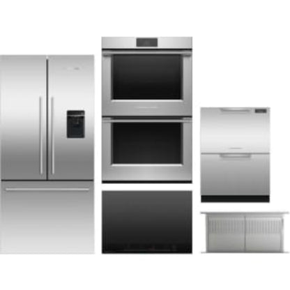 Fisher & Paykel 5-Piece Package 31 Counter-Depth French-Door and Cooktop and 30 Double Convection Electric Wall Oven and HD30 30 Downdraft Hood and 24 Full Console Double DishDrawer wi - CI304DTB4