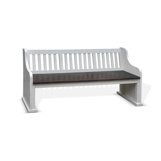 Sunny Designs Carriage House - Slat Back Bench - Cottage White / Europen Dark - 1629EC