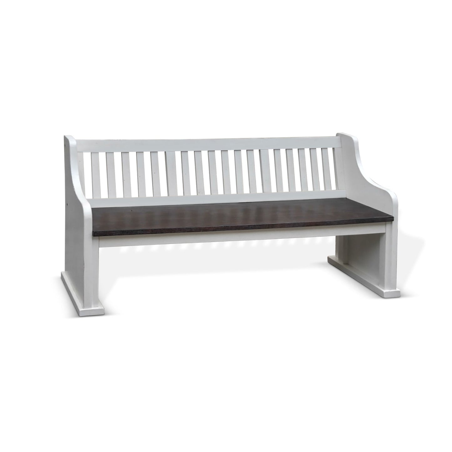 Sunny Designs Carriage House - Slat Back Bench - Cottage White / Europen Dark - 1629EC