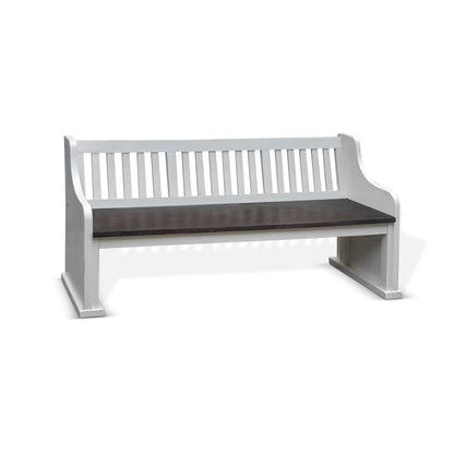 Sunny Designs Carriage House - Slat Back Bench - Cottage White / Europen Dark - 1629EC