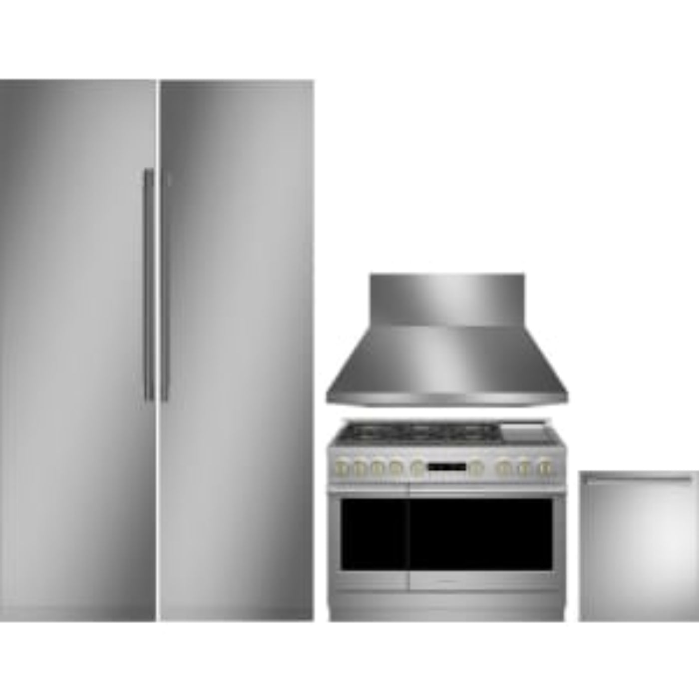 Monogram 5-Piece Package 30 Smart Panel-Ready Commercial Column Refrigerator and 30 Panel-Ready Commercial Column Freezer and 48 Gas Range and 24 Integrated Dishwasher and ZVW1480SPSS 48 Hood - Monogram-ZIR301NBRII