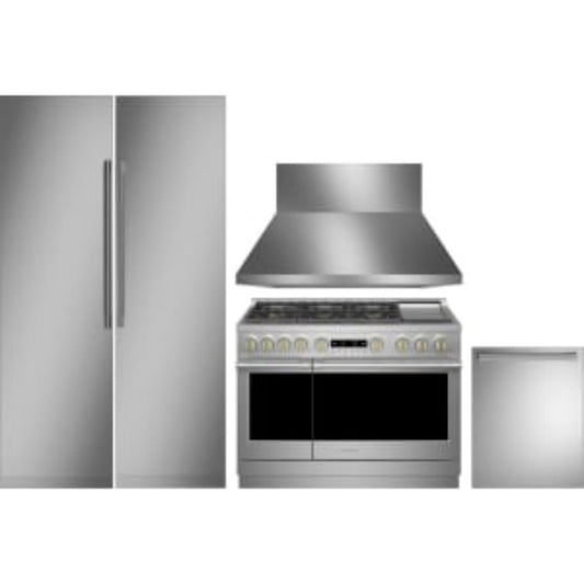 Monogram 5-Piece Package 24 Panel-Ready Premium Column Smart Refrigerator and 24 Panel-Ready Premium Column Freezer and 48 Gas Range and ZDT985SPNSS 24 Integrated Dishwasher and 48 Hood - Monogram-ZIR241NPNII