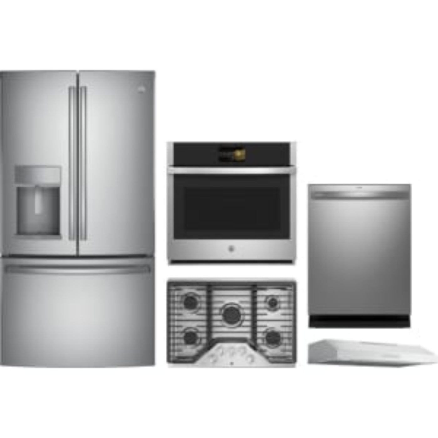 GE Appliances Profile 5-Piece Package 36 French-Door and 30 Gas Cooktop and 30 Smart Single Wall Oven and 24 Integrated Smart Dishwasher and 30 Under Cabinet Range Hood - PDT715SYVFS