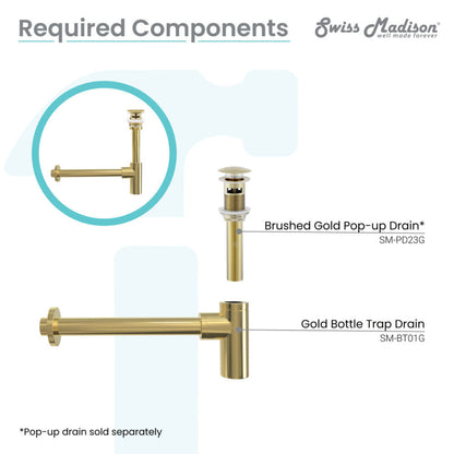 Swiss Madison Bottle Trap Drain, Gold - SM-BT01G