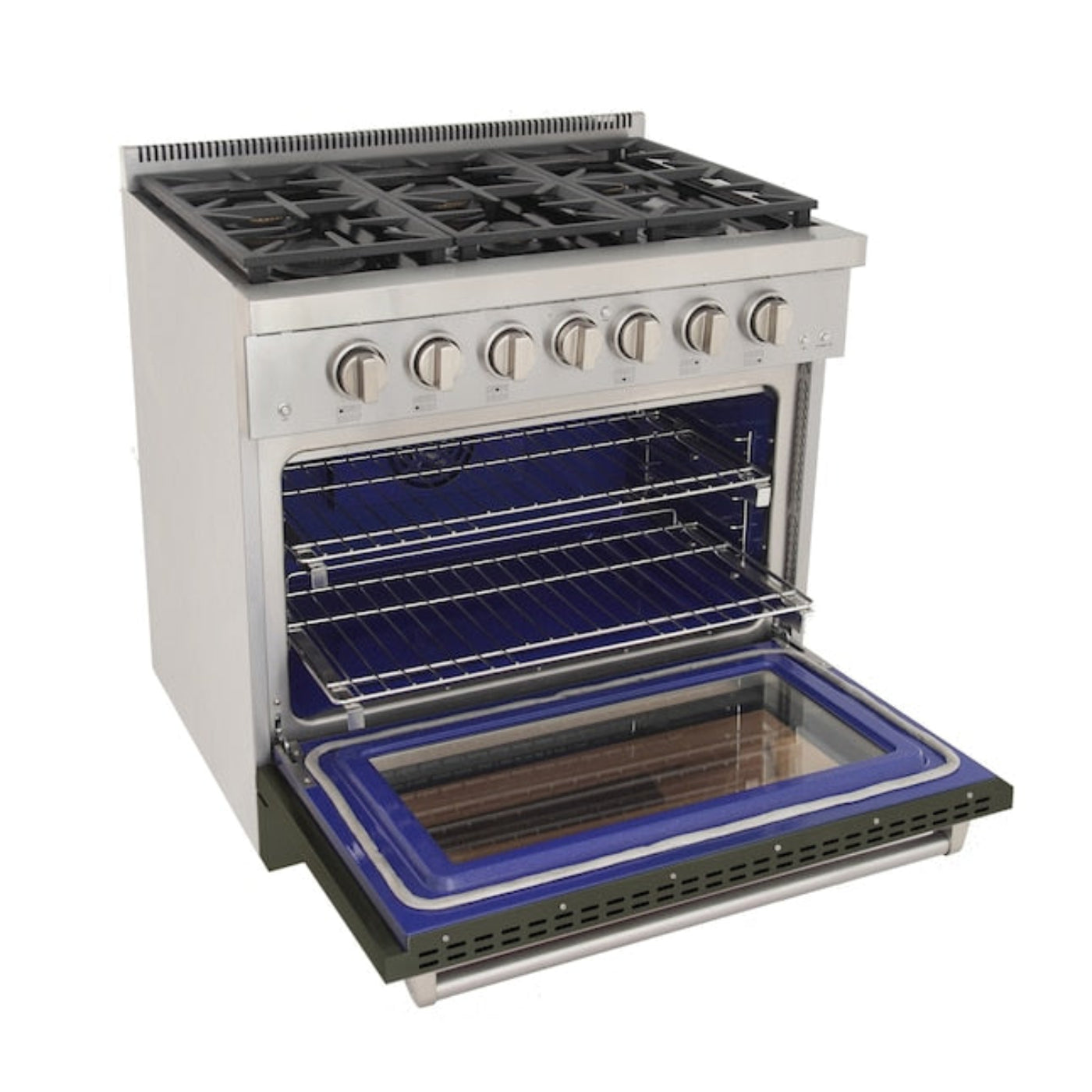 Kucht Professional 36" 5.2 cu. ft. Propane Gas Range in Olive Green with True Simmer Burners, KFX3600X/LP-G - KFX3600X/LP-G