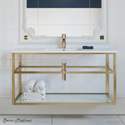 Swiss Madison Pierre 48 Single, Open Shelf, Gold Metal Frame Bathroom Vanity - SM-BV554G