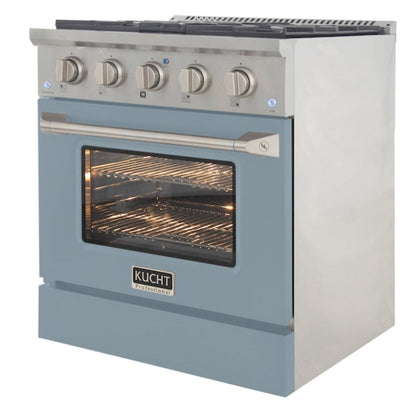 Kucht 30" Pro-Style Propane Gas Dual Fuel Range with 4 Burners in Light Blue, KDF302/LP-LB - KDF302/LP-LB