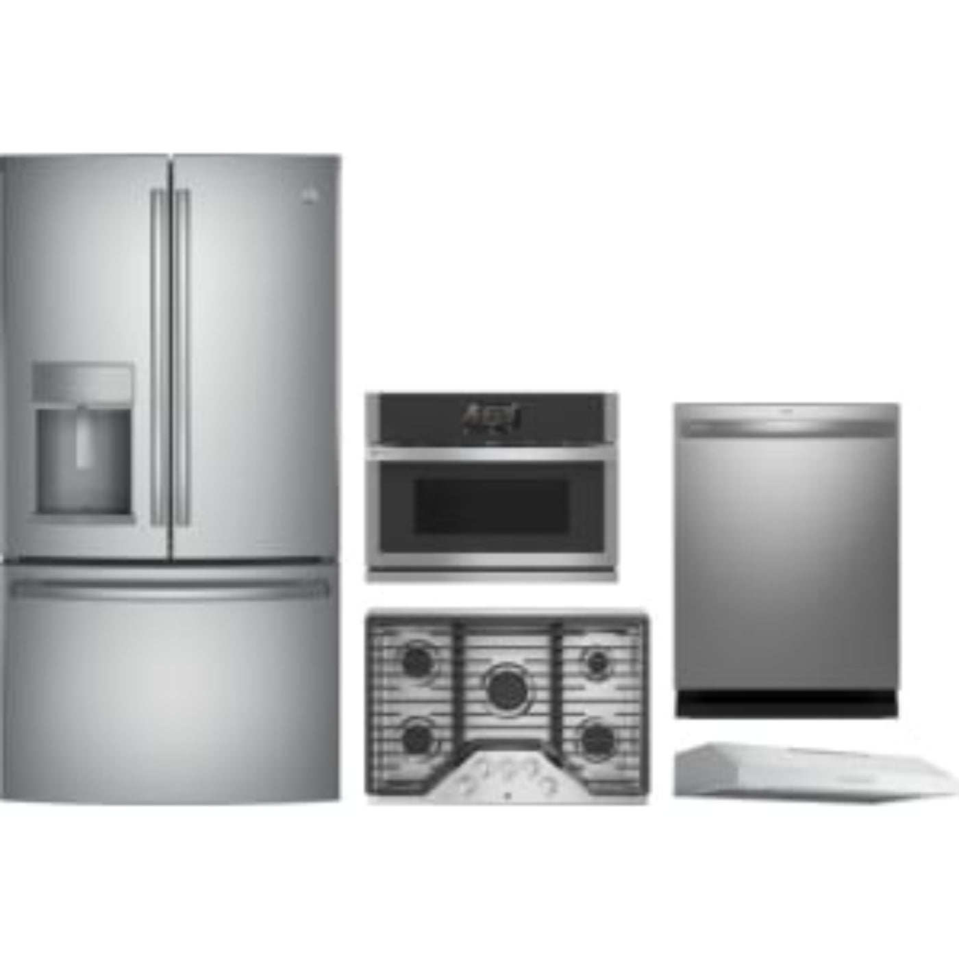 GE Appliances Profile 5-Piece Package 36 French-Door and 30 Gas Cooktop and 27 Single Electric Smart Wall Oven and 24 Integrated Smart Dishwasher and 30 Under Cabinet Range Hood - PDT715SYVFS