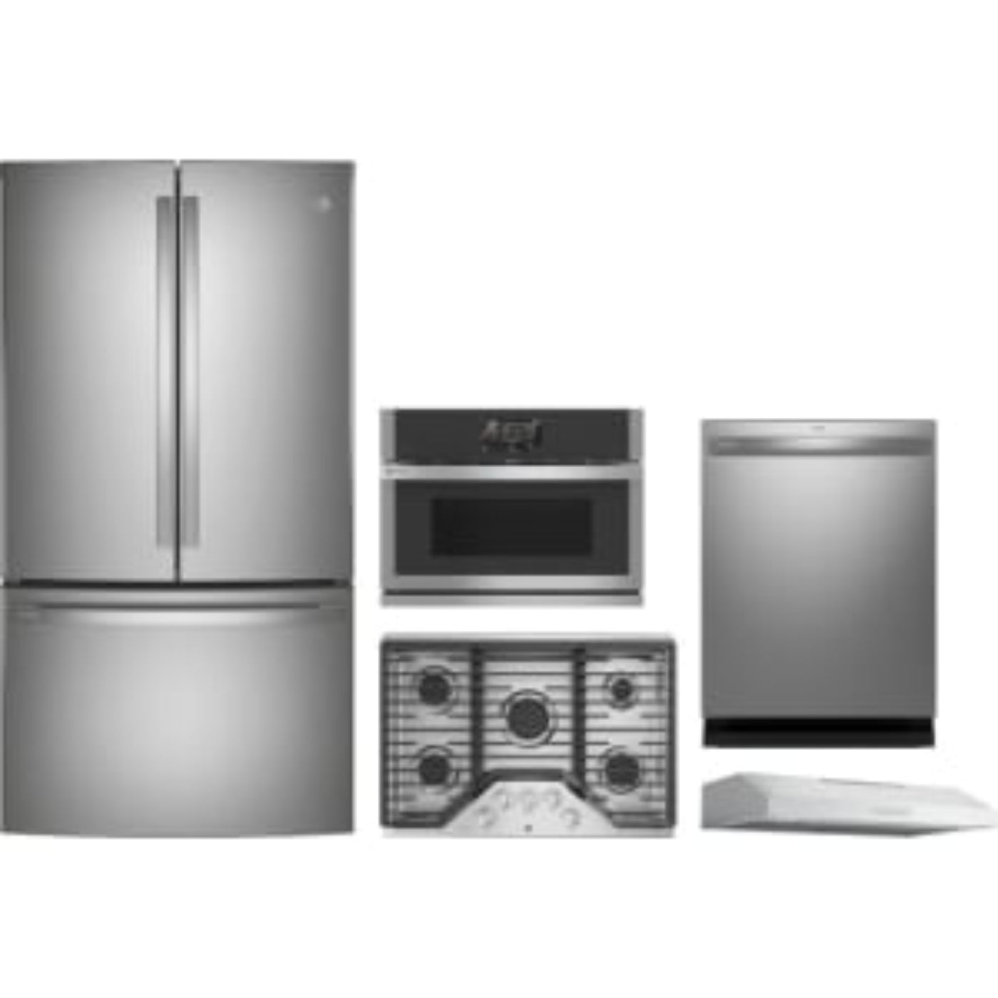 GE Appliances Profile 5-Piece Package 36 Counter-Depth French-Door and 30 Gas Cooktop and 27 Single Electric Smart Wall Oven and 24 Integrated Smart Dishwasher and 30 Under Cabinet Range Hood - PVX7300SJSS