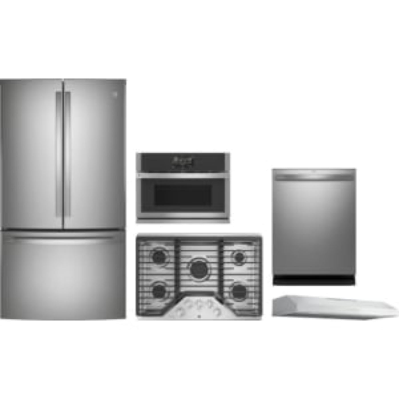 GE Appliances Profile 5-Piece Package 36 Counter-Depth French-Door and 36 Cooktop and 27 Wall Oven and 24 Integrated Dishwasher and 36 Under Cabinet Hood - PDT715SYVFS