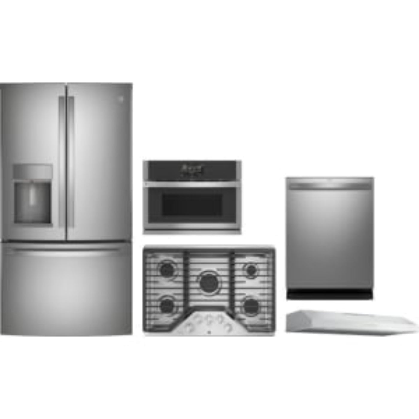 GE Appliances Profile 5-Piece Package 36 Counter-Depth French-Door and 27 Wall Oven and 36 Cooktop and 36 Under Cabinet Hood and 24 Integrated Dishwasher - PVX7360SJSS