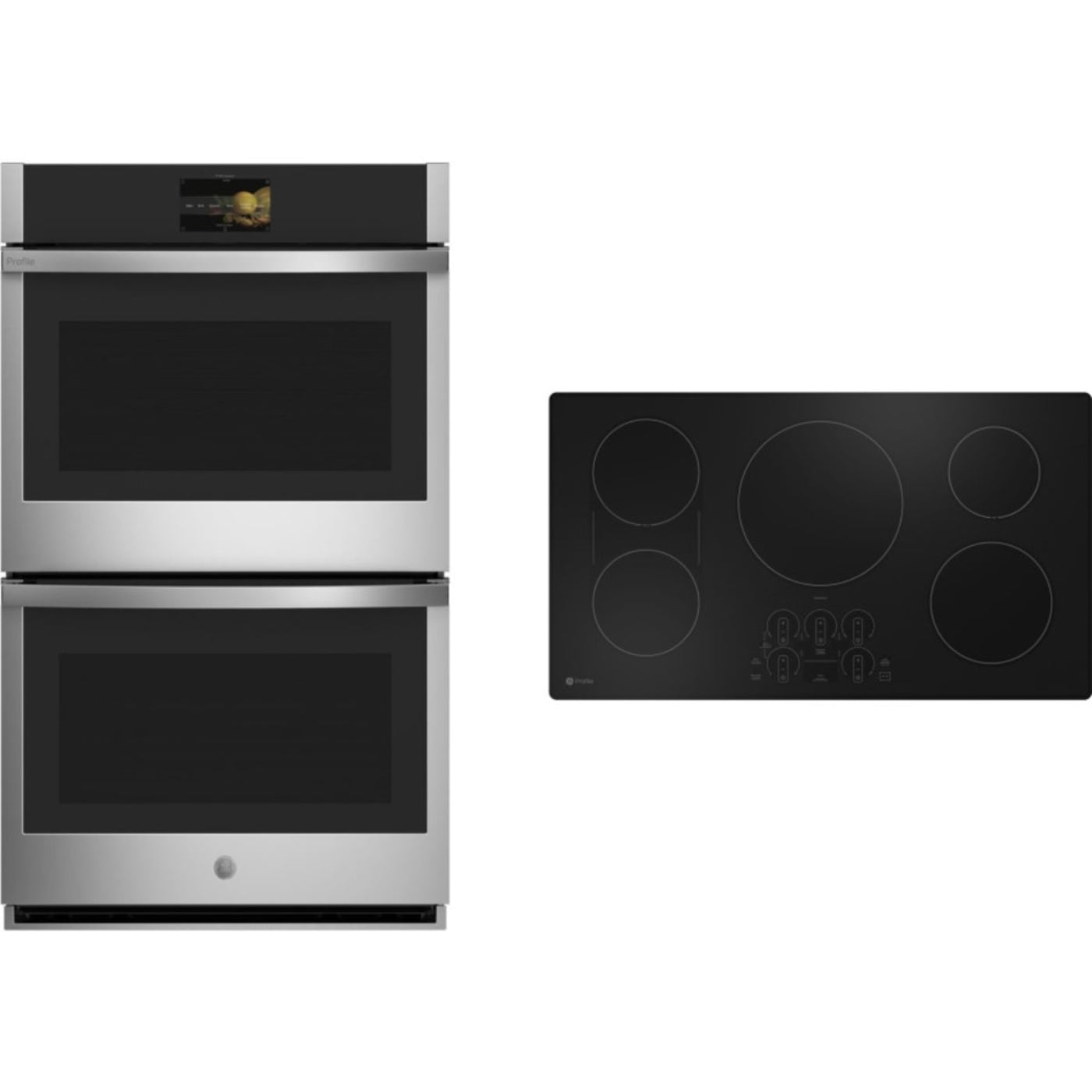GE Appliances 2-Piece Package Profile 36 Inch Induction Smart Cooktop and Profile 30 Inch Smart Convection Double Wall Oven - PHP9036DTBB