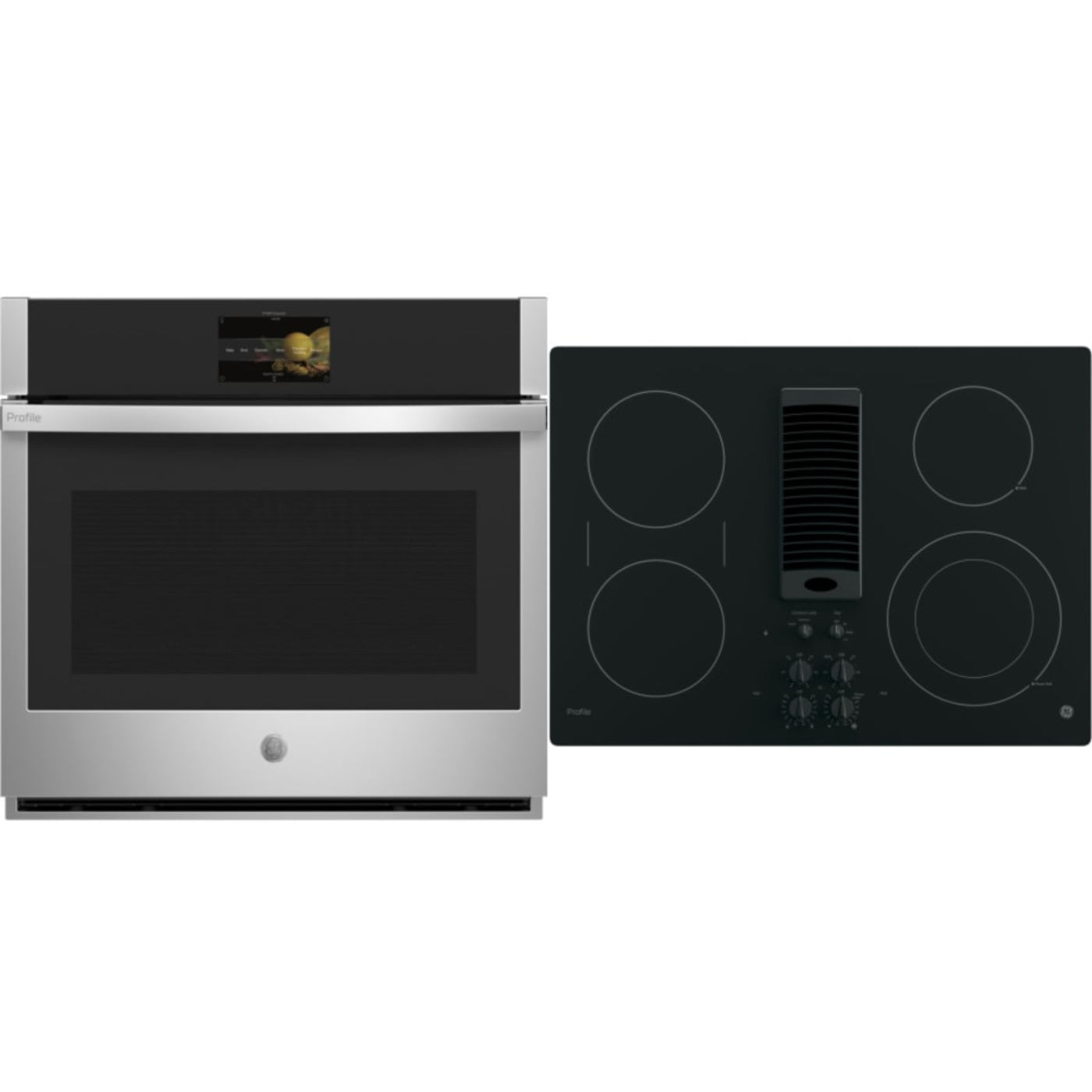 GE Appliances 2-Piece Package Profile 30 Inch Electric Cooktop and Profile 30 Inch Smart Single Wall Oven - PP9830DRBB
