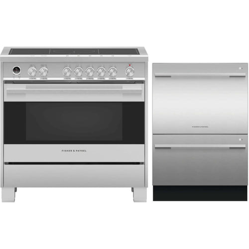 Fisher & Paykel 2-Piece Package & Paykel 36 Inch Induction Range and & Paykel 24 Inch Fully-Integrated Double DishDrawer - OR36SDI6X1