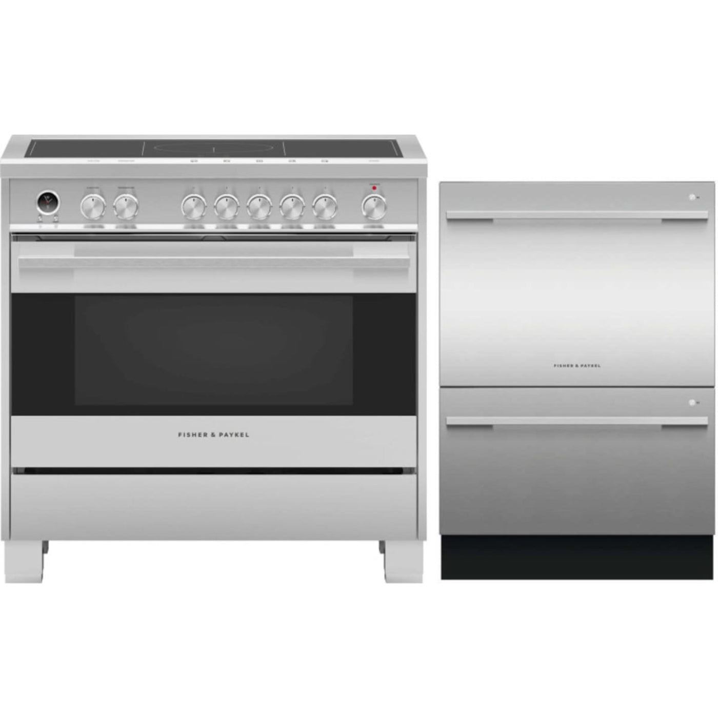 Fisher & Paykel 2-Piece Package & Paykel 36 Inch Induction Range and & Paykel 24 Inch Fully-Integrated Double DishDrawer - OR36SDI6X1