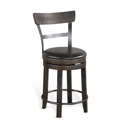 Sunny Designs Homestead - Counter Bartool With Back & Swivel, Cushion Seat (Set of 2) - Tobacco Leaf - 1624TL2-B24