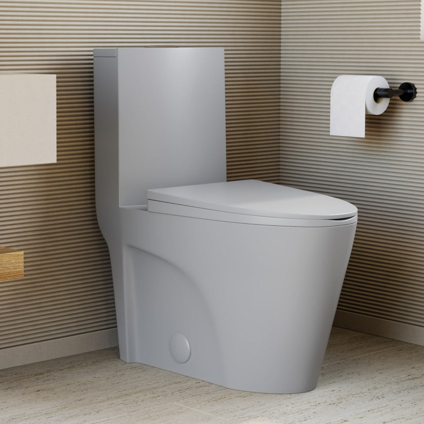 Swiss Madison St. Tropez One-Piece Elongated Toilet Vortex Dual-Flush 1.1/1.6 gpf in Matte Gray - SM-1T254MG