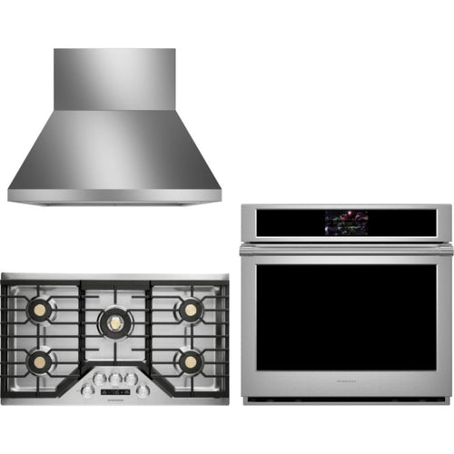 Monogram 3-Piece Package ZGU36ESLSS 36 Inch Gas Smart Cooktop and ZTS90DPSNSS 30 Inch Built-In Electric Smart Single Wall Ove and ZVW1360SPSS 36 Inch Professional Wall Mount Smart Range Hoo - ZTS90DPSNSS