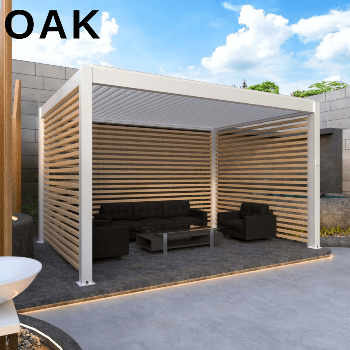 Bon Pergola Premium Slat Aluminum Fencing - Villa Pergola - SF-10-WD-OAK