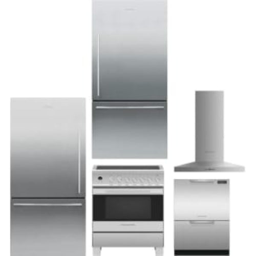 Fisher & Paykel 5-Piece Package 32 Freestanding Bottom Mount and 32 Bottom Mount and 30 Electric Range and 24 Full Console Double DishDrawer and 30 Hood - DD24DCTX9N